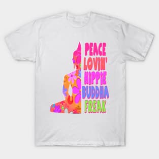 Retro Peace Love Hippie Buddha Flowerchild T-Shirt